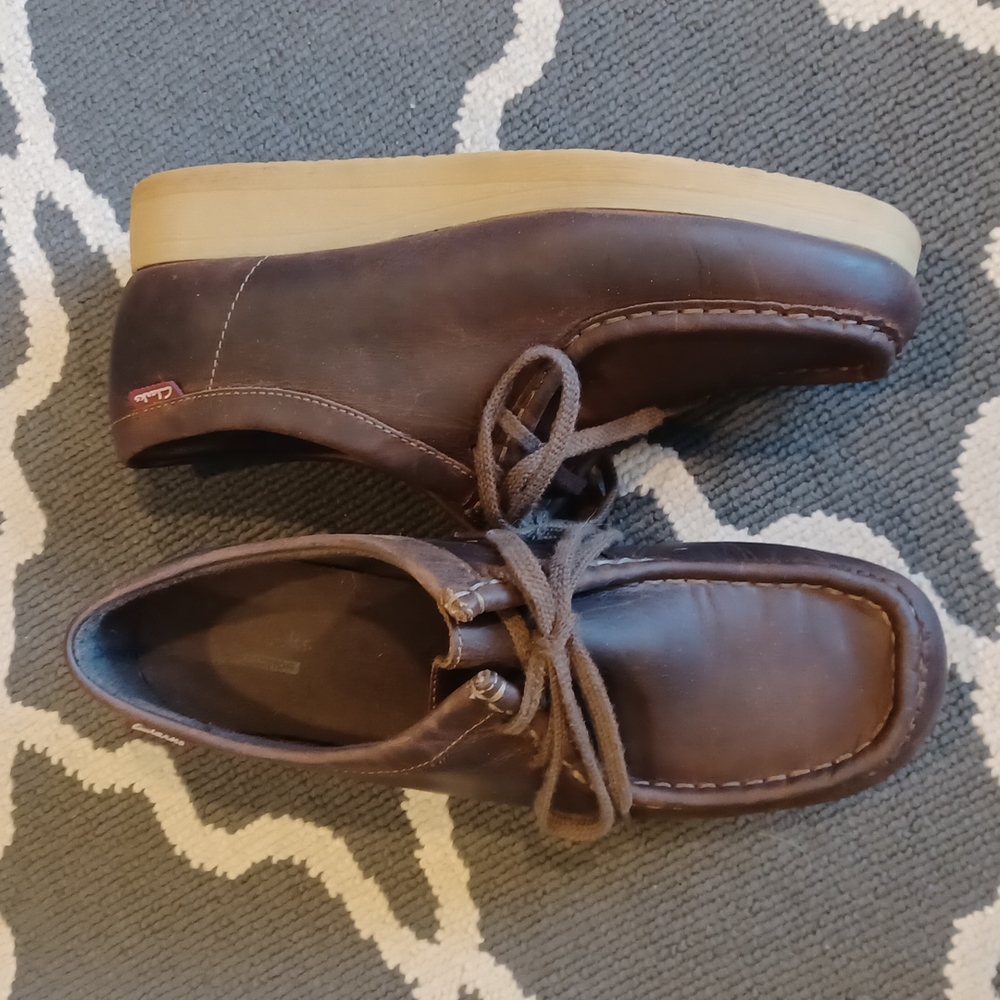 Clarks Brown Leather Moccasin Shoes with Tan Sole